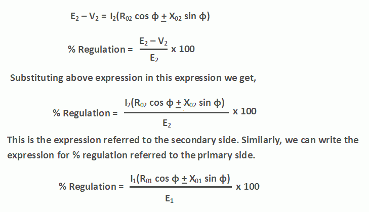 define voltage regulation of transformer formula, voltage regulation formula