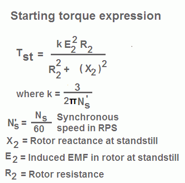 starting torque of induction motor formula, 3 phase induction motor torque formula