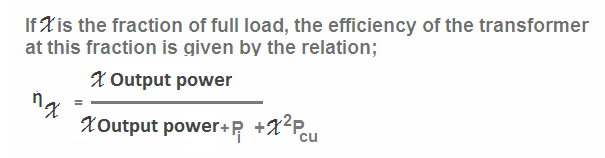 transformer efficiency calculation, efficiency of transformer at full load formula