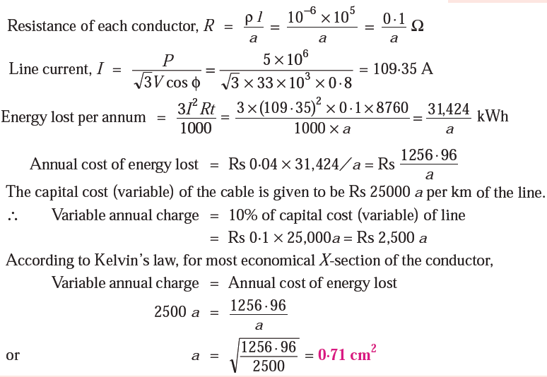 what is kelvin's law for conductor size