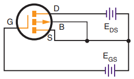 Properly biased P-channel enhancement MOSFET.