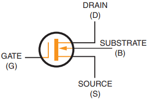 Schematic symbol for an N-channel depletion MOSFET.