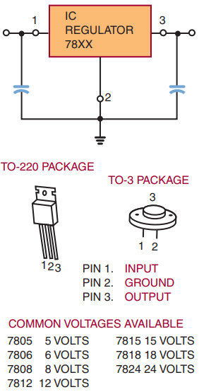 Three-terminal IC regulator.