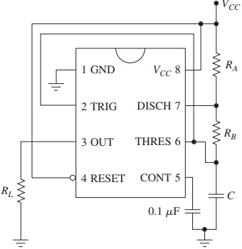 astable operation of 555 timer 