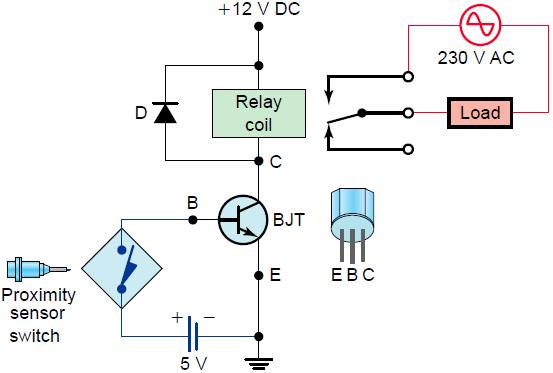 BJT switching of an AC load, bipolar junction transistor working principle